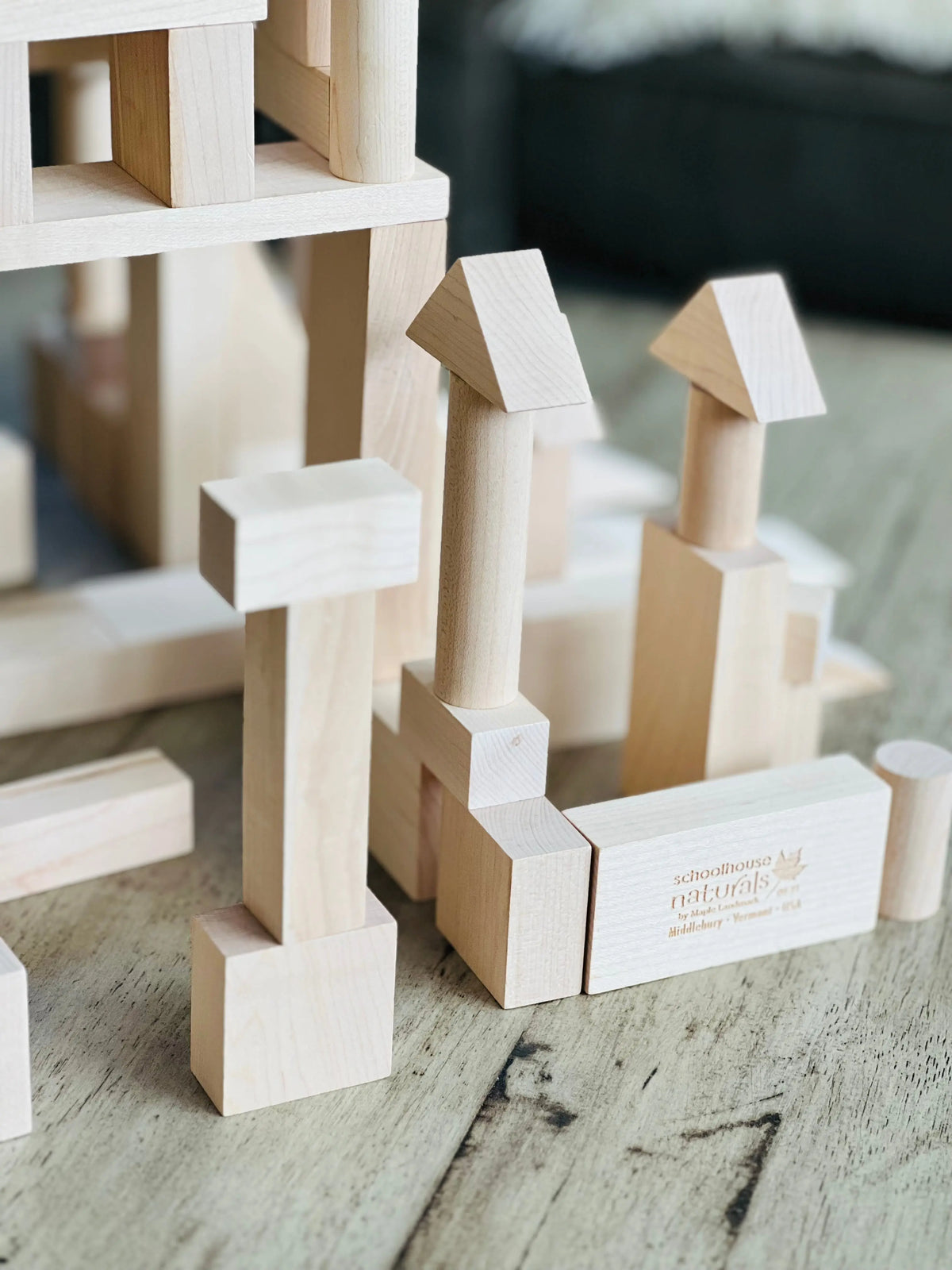 My First Wooden Blocks Set - 21 Pieces | Made in the USA Maple Landmark