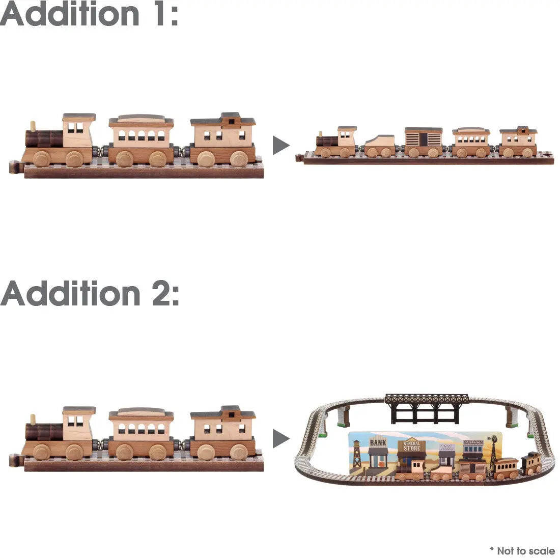 NameTrains Old West 3 Car Set | Made in the USA Maple Landmark