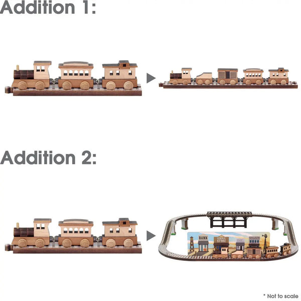 NameTrains Old West 3 Car Set | Made in the USA Maple Landmark