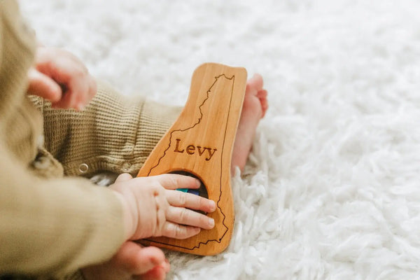 New Hampshire State Wooden Baby Rattle™ | Made in the USA | Rattles | The Baby Penguin