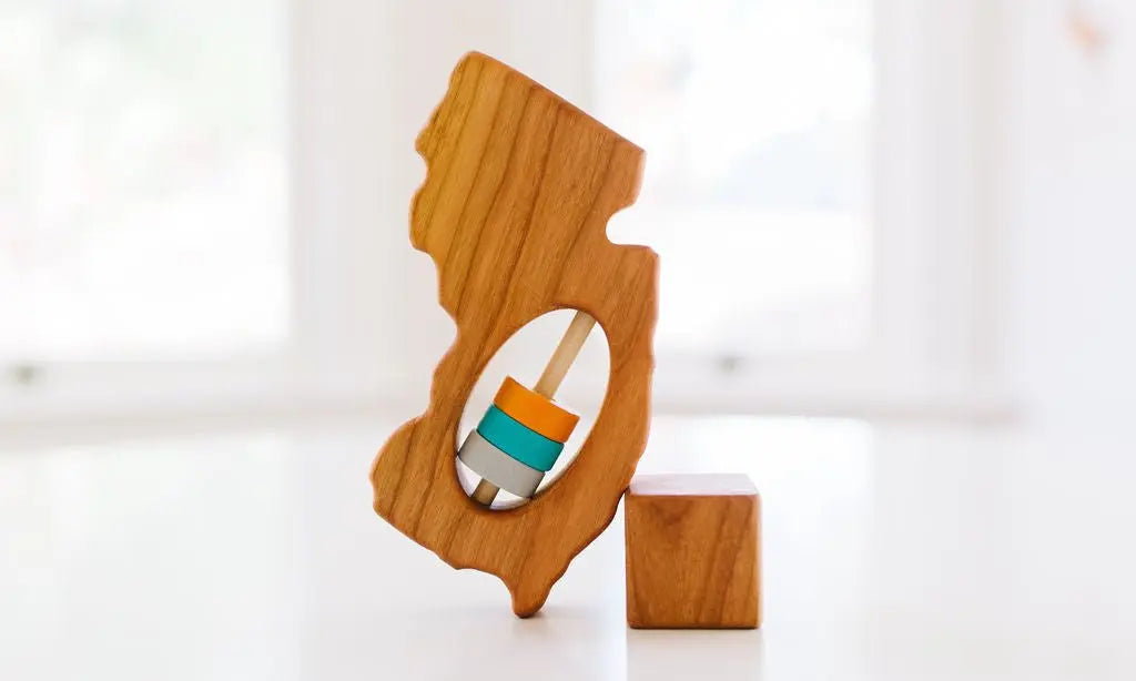 New Jersey State Wooden Baby Rattle™ | Made in the USA | Rattles | The Baby Penguin