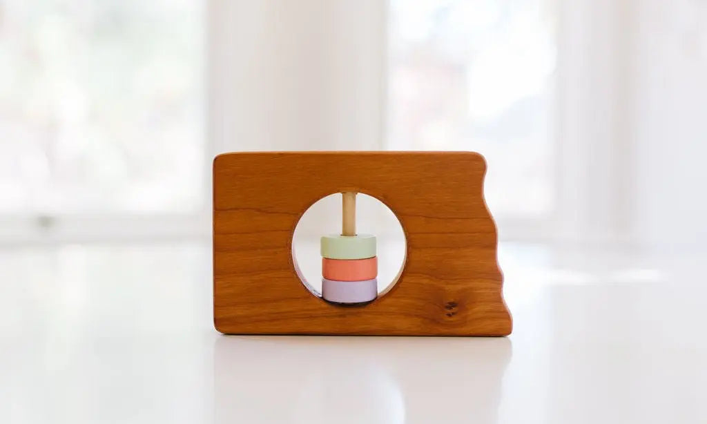 North Dakota State Wooden Baby Rattle™ | Made in the USA | Rattles | The Baby Penguin