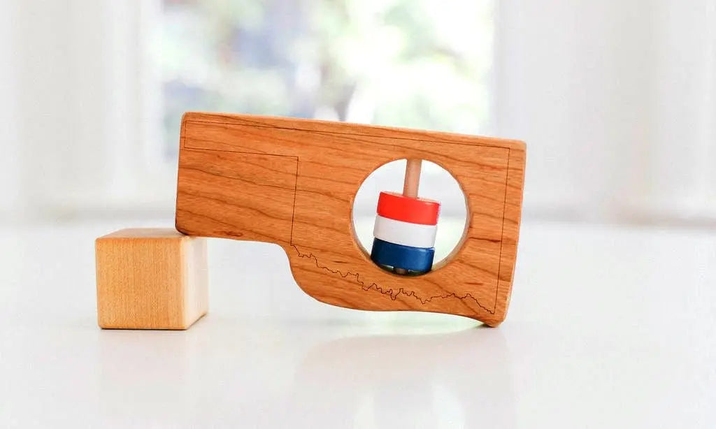 Oklahoma State Wooden Baby Rattle™ | Made in the USA | Rattles | The Baby Penguin