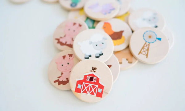 On The Farm Matching Tiles | Made in the USA | Tile Toys | The Baby Penguin