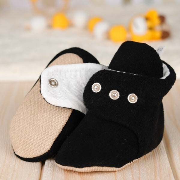Organic Baby Booties, Newborn Booties Basic, Black - The Baby Penguin