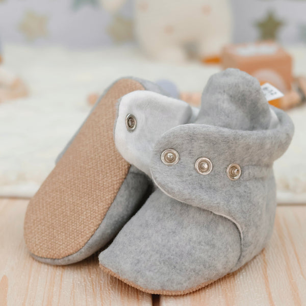 Organic Baby Booties, Newborn Booties Basic, Gray - The Baby Penguin