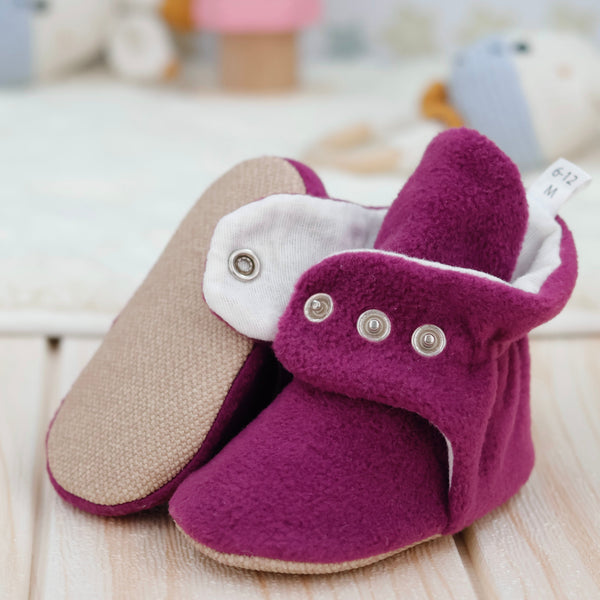 Organic Baby Booties, Newborn Booties Basic, Purple - The Baby Penguin