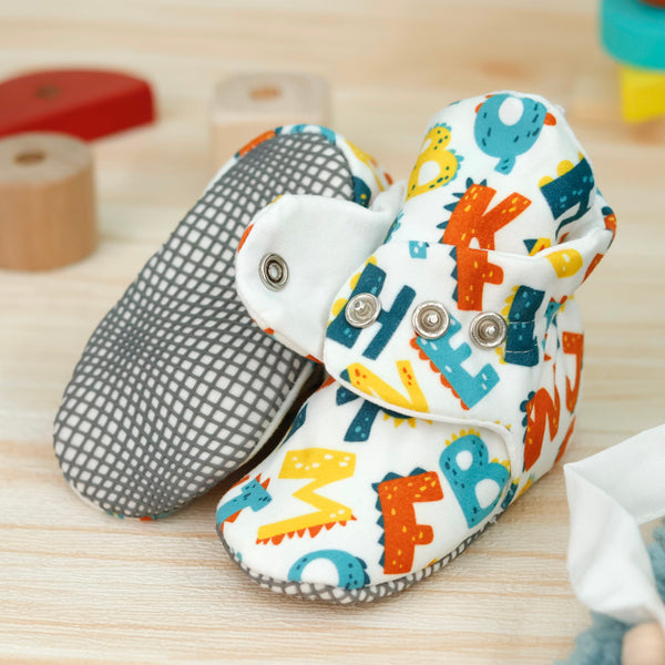 Organic Cotton Baby Booties, Non-Slip Sole, Cotton Newborn Booties Home Nursery Shoes, Alphabet - The Baby Penguin