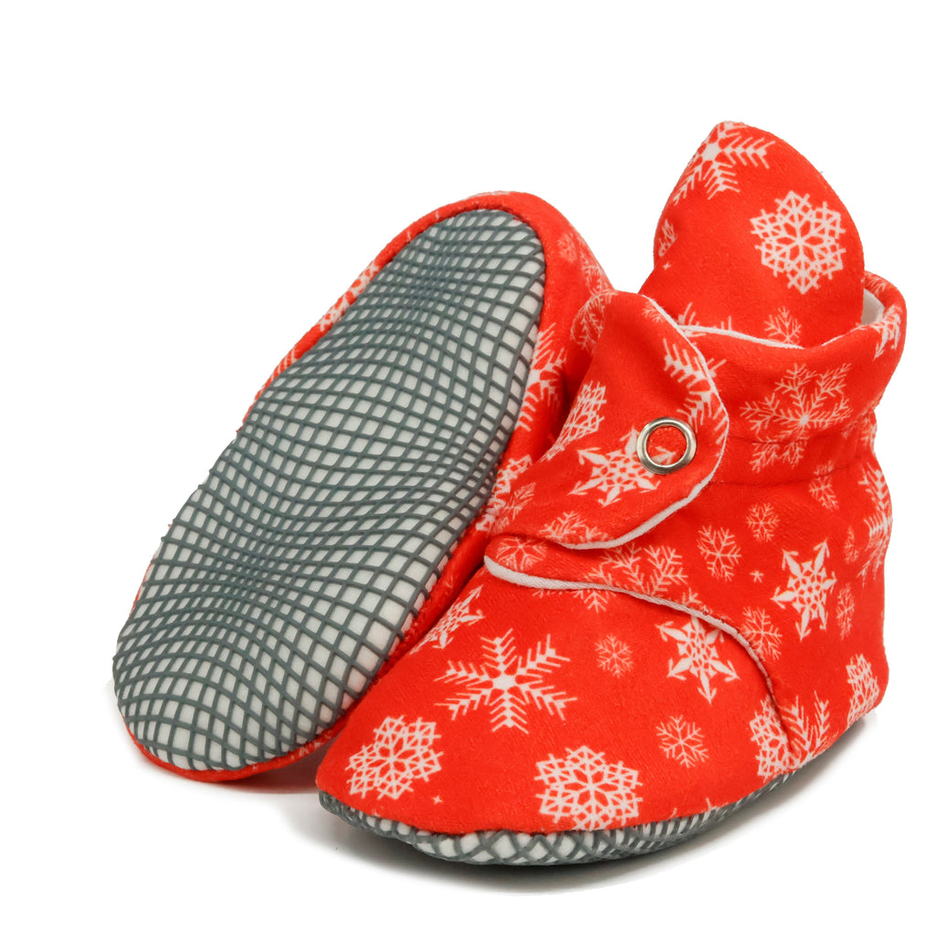 Organic Cotton Baby Booties, Non-Slip Sole, Cotton Newborn Booties Home Nursery Shoes, Snowball - The Baby Penguin