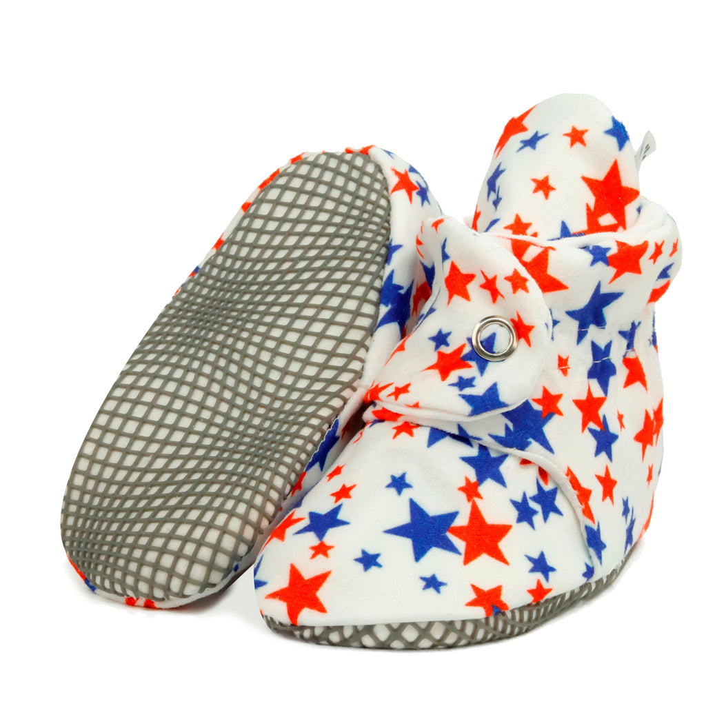 Organic Cotton Baby Booties, Non-Slip Sole, Cotton Newborn Booties Home Nursery Shoes, U.S. Flag - The Baby Penguin