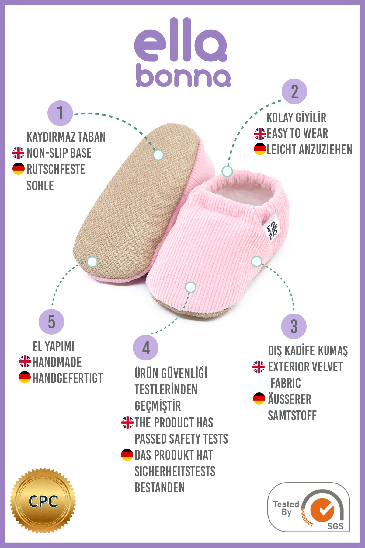 Organic Cotton Corduroy Home Nursery Moccasin Shoes , Pink - The Baby Penguin