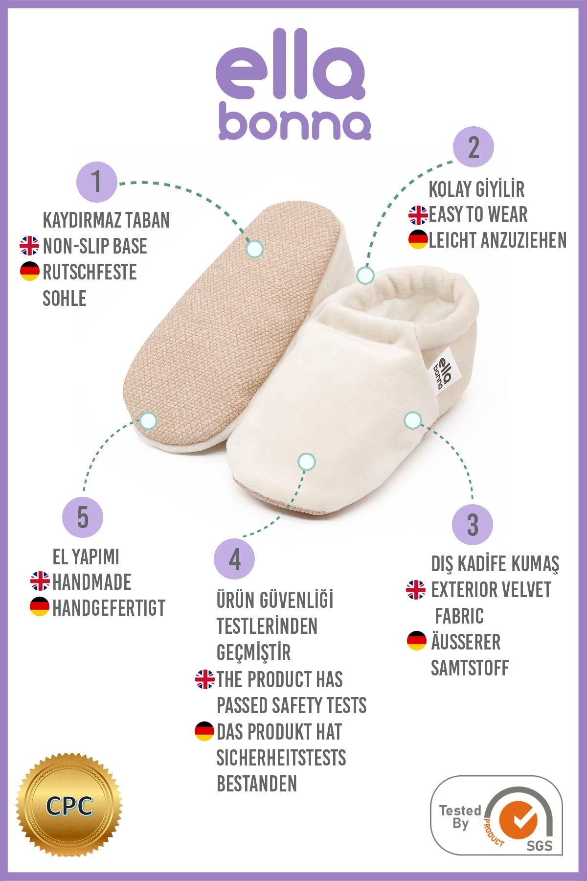 Organic Cotton Velvet Home Nursery Moccasin Shoes, Cream - The Baby Penguin