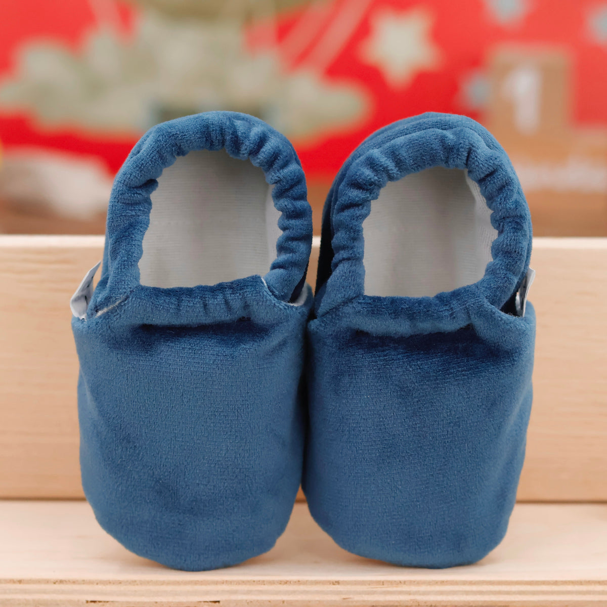Organic Cotton Velvet Home Nursery Moccasin Shoes, Darkblue - The Baby Penguin