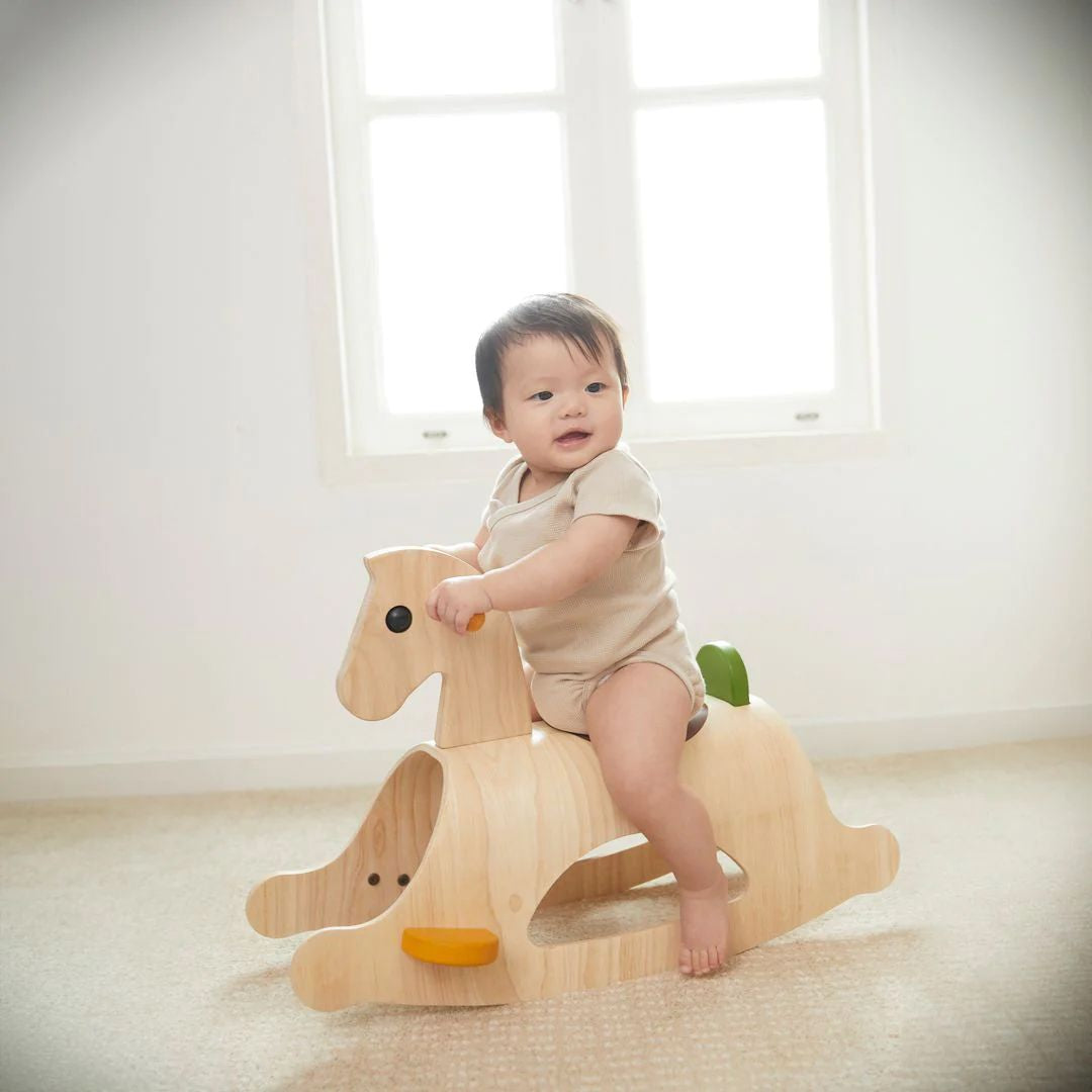 PlanToys Palomino Wooden Rocking Horse – Modern Rustic