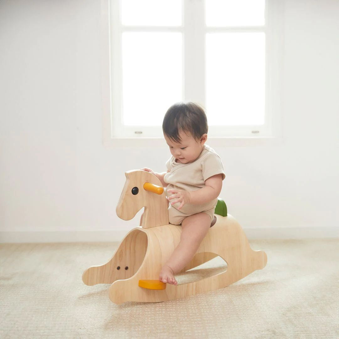 PlanToys Palomino Wooden Rocking Horse – Modern Rustic