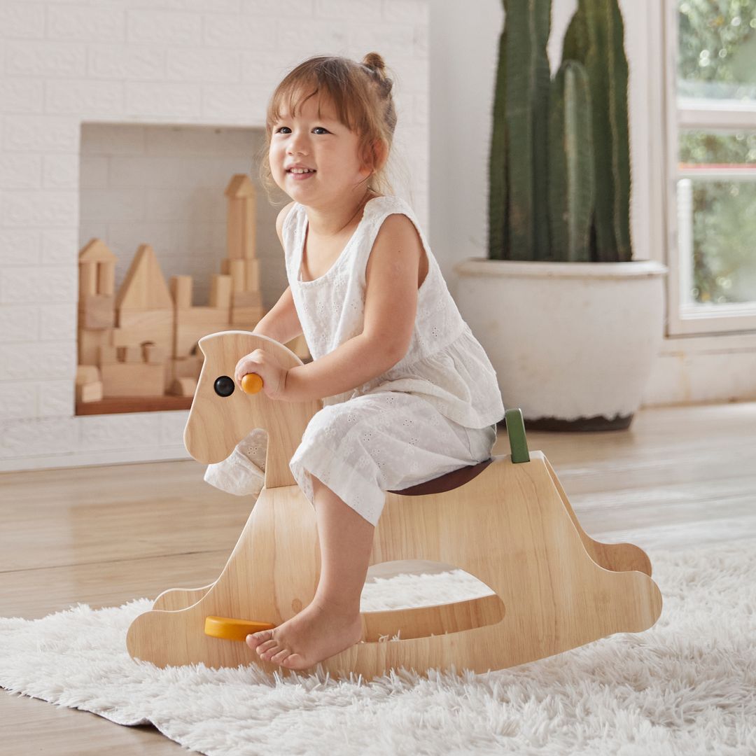 PlanToys Palomino Wooden Rocking Horse – Modern Rustic