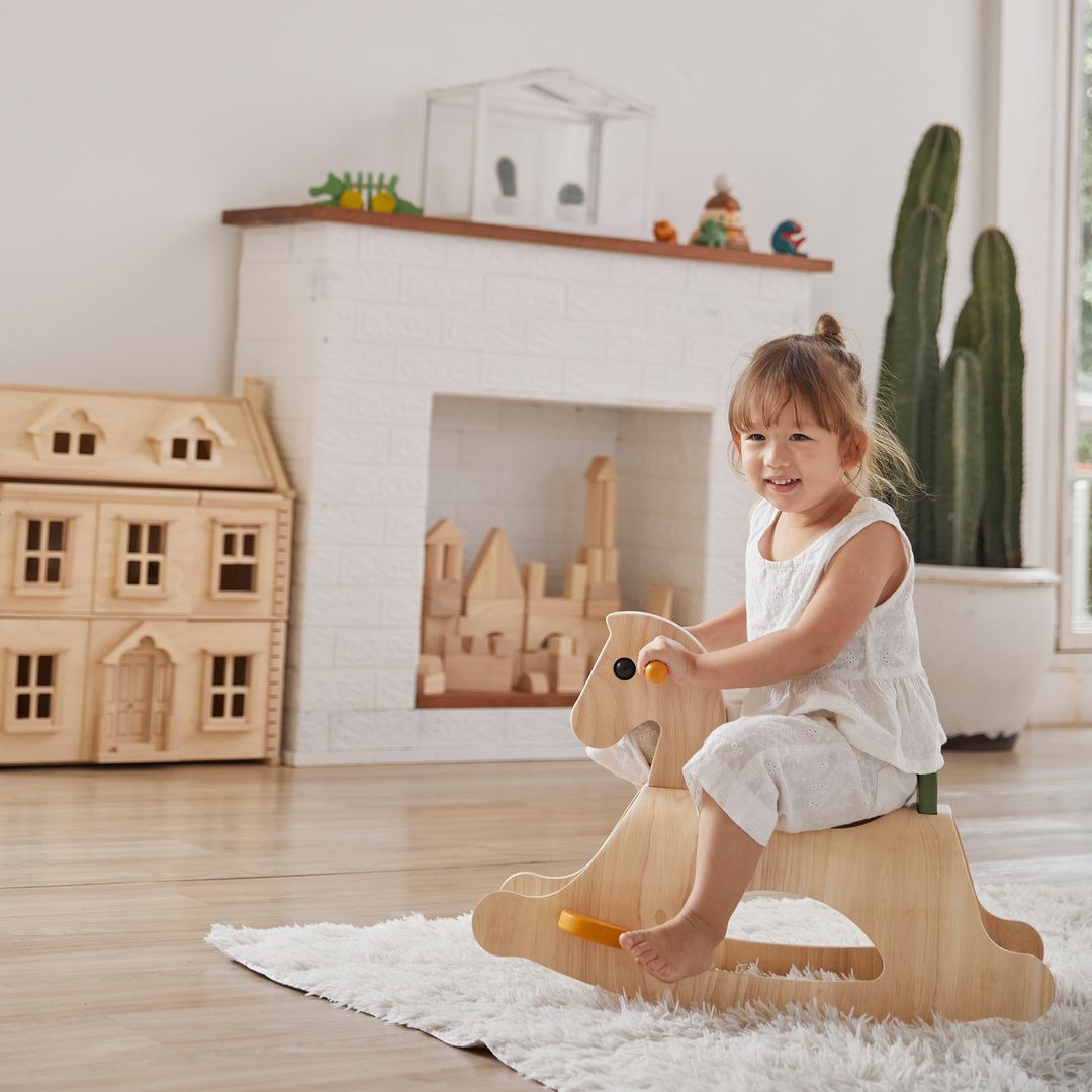 PlanToys Palomino Wooden Rocking Horse – Modern Rustic