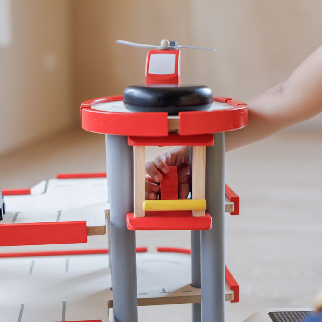 PlanToys Wooden Parking Garage with Elevator