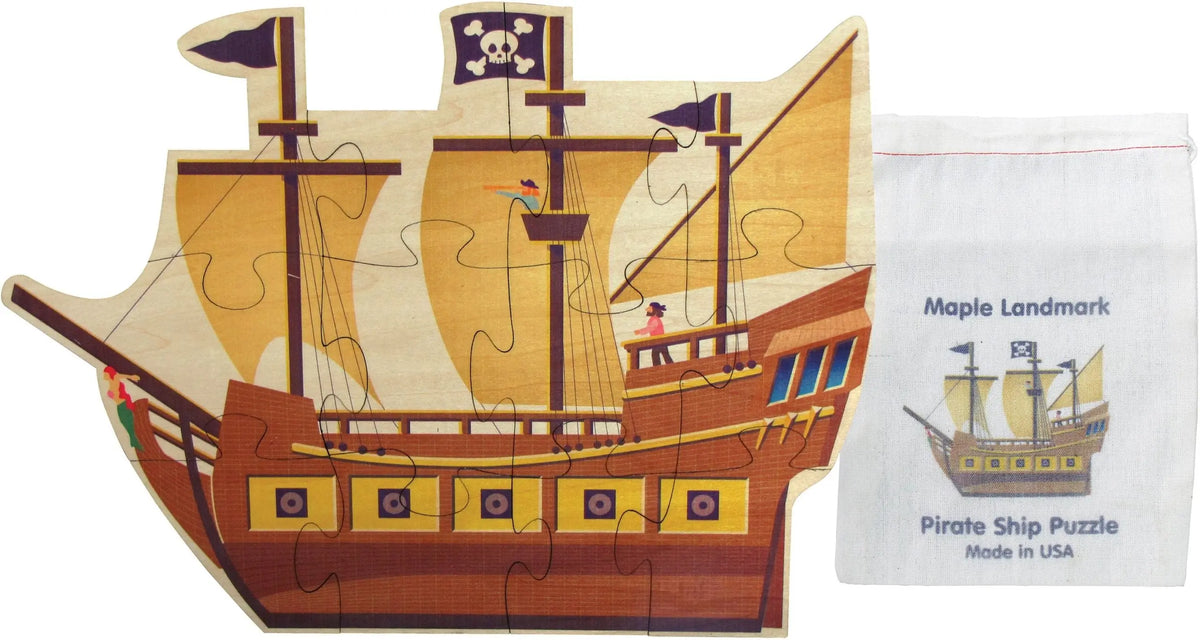 Pirate Ship Shaped Jigsaw Puzzle | Sustainable Toy | USA Made