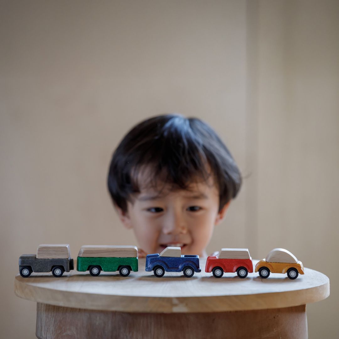 PlanToys PlanWorld Wooden Car Set, 5 Vehicles