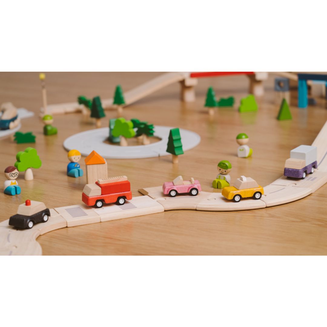 PlanToys PlanWorld Wooden Vehicle Set, 5 Vehicles