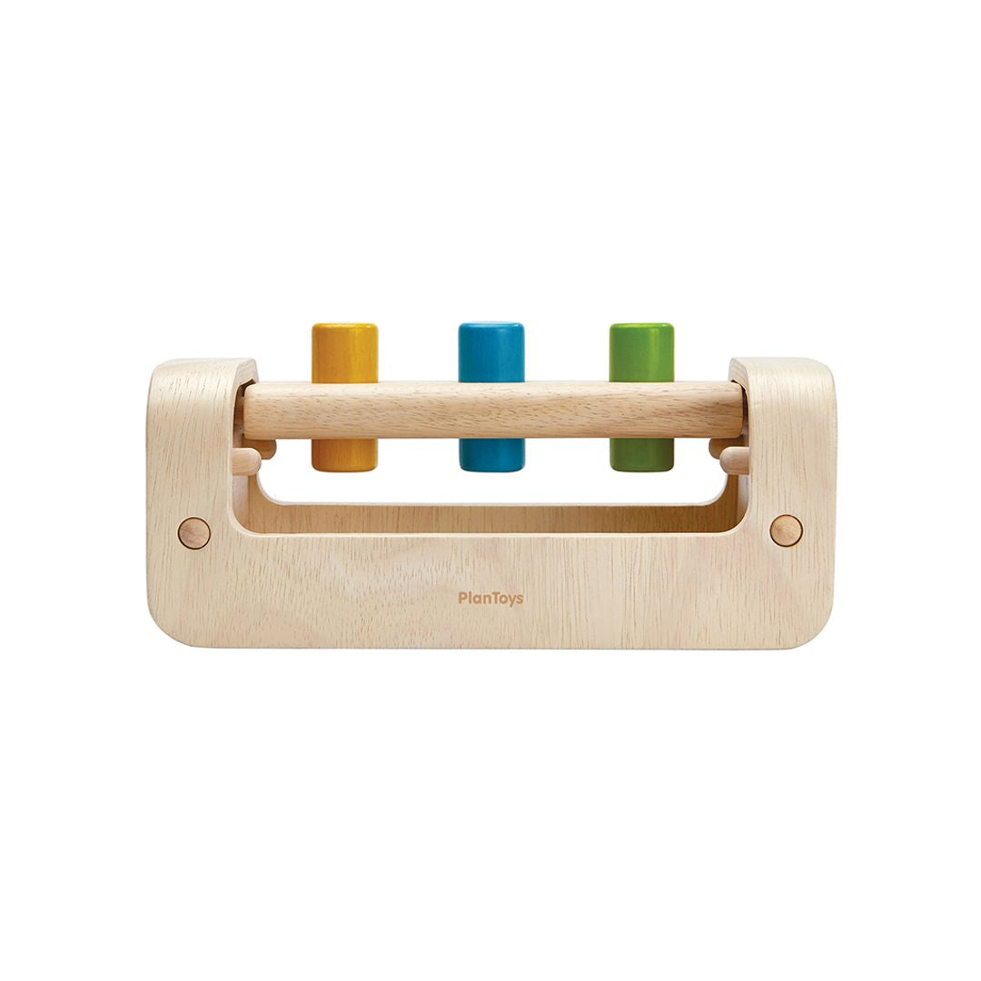 PlanToys Wooden Pounding Bench with 3 Pegs