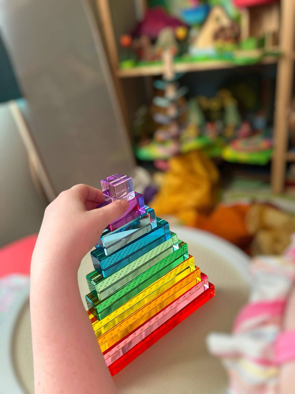 10-piece clear acrylic pyramid block set
