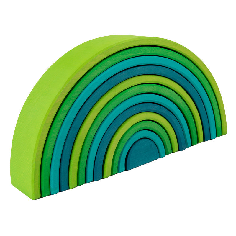 12-Piece Stained Large Basswood Rainbow Stacker – Meadow & Forest Green by Green Elephant Home and Toys – alternate view 2