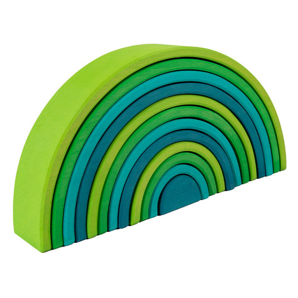 **Pre-order (Ships in 2-3 Weeks)**12 Pcs STAINED Large Basswood Rainbow Stacking Blocks Meadow Green | toys | The Baby Penguin
