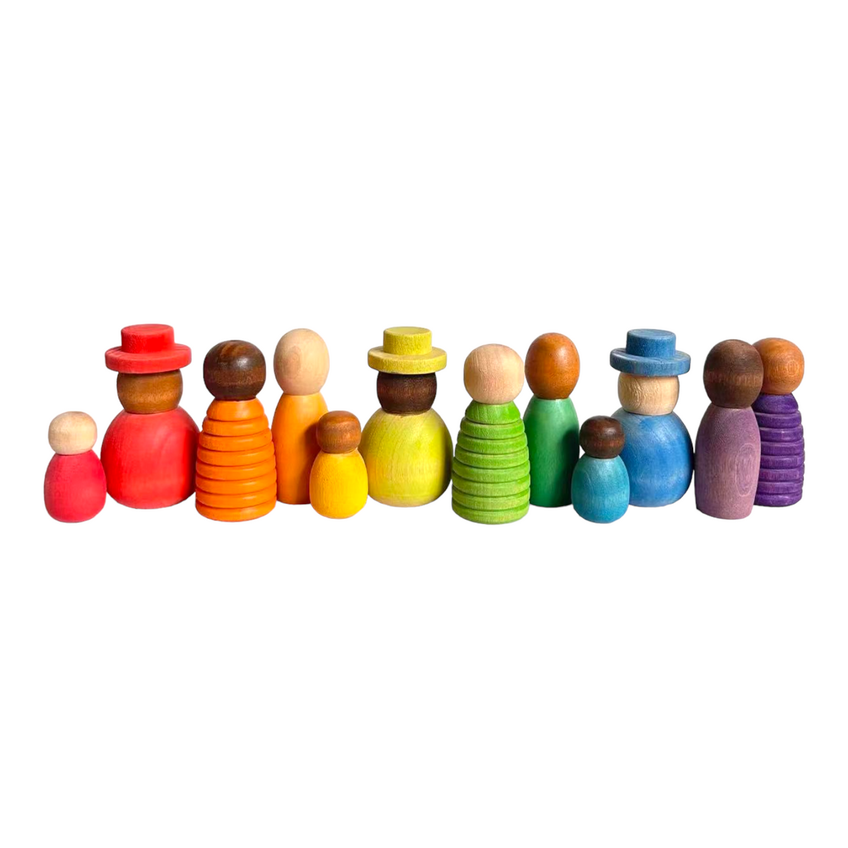 12-Piece Stained Wooden Together Peg Doll Set – view 2