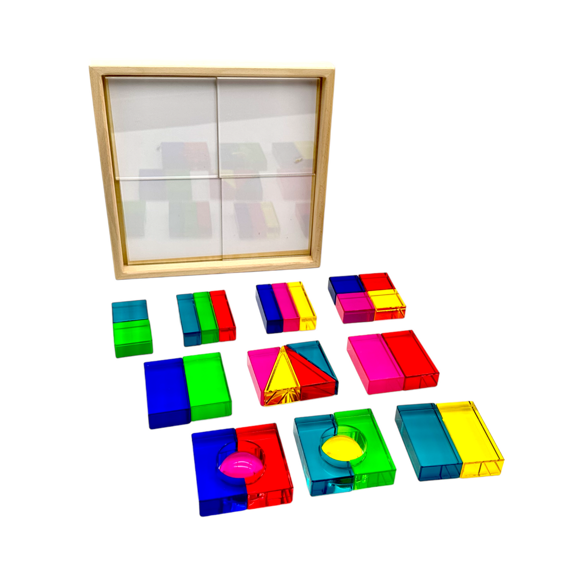 28-Piece Translucent Acrylic Building Block Set with Tray – view 3