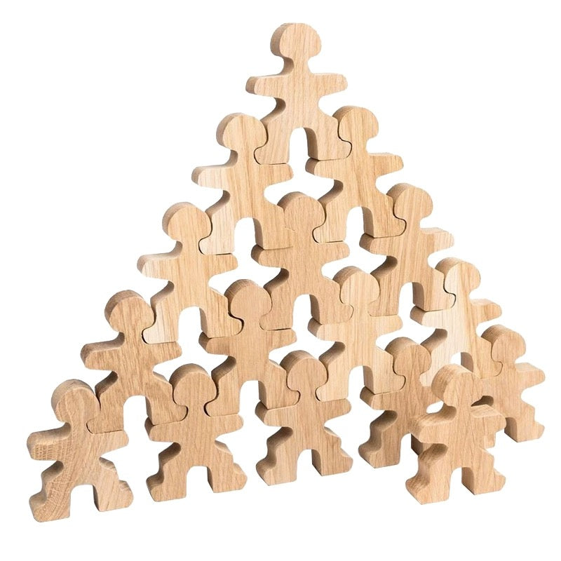 32-Piece Wooden Balancing People Set by Green Elephant Home and Toys