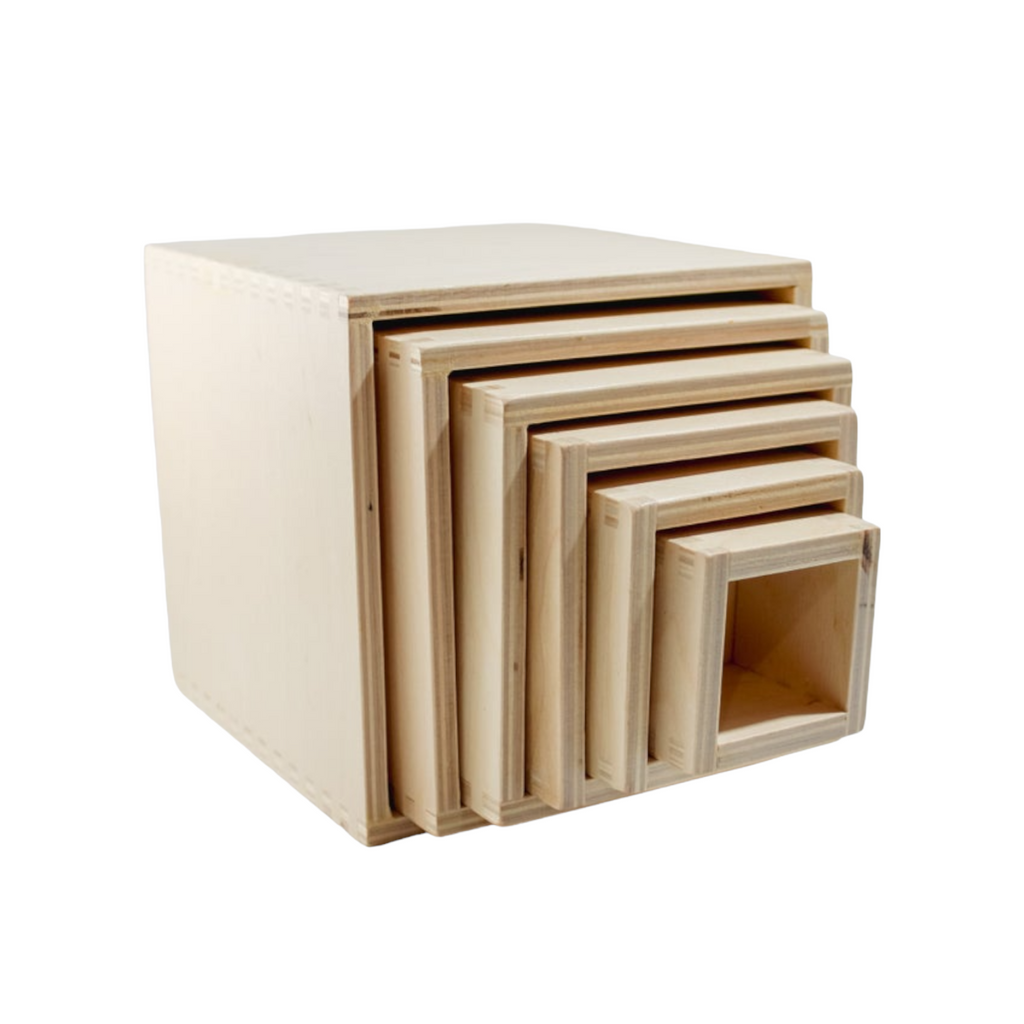 **Pre-order (Ships in 2-3 Weeks)**6 Pcs Natural Wooden Nesting Box Set | toys | The Baby Penguin