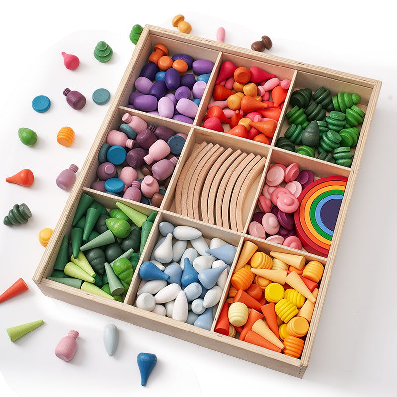 252-Piece Wooden Mandala Loose Parts Set with Tray – product image 3