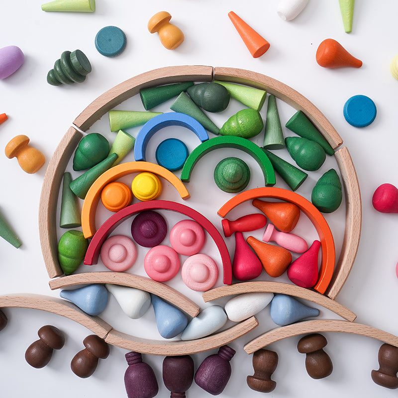 252-Piece Wooden Mandala Loose Parts Set with Tray – product image 7