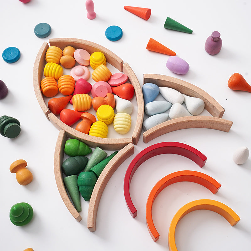 252-Piece Wooden Mandala Loose Parts Set with Tray – product image 8