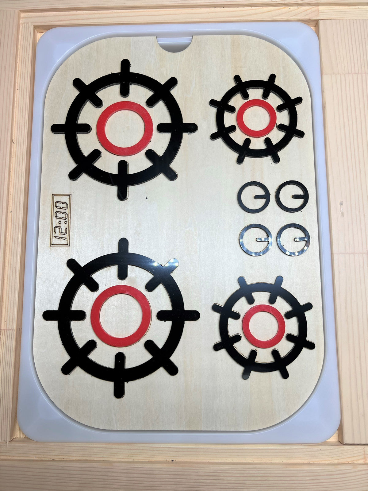 Wooden four-burner cookstove insert – alternate view
