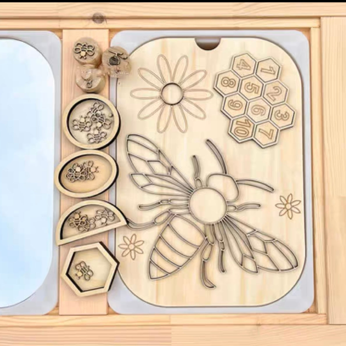 Bee sensory bin activity board set