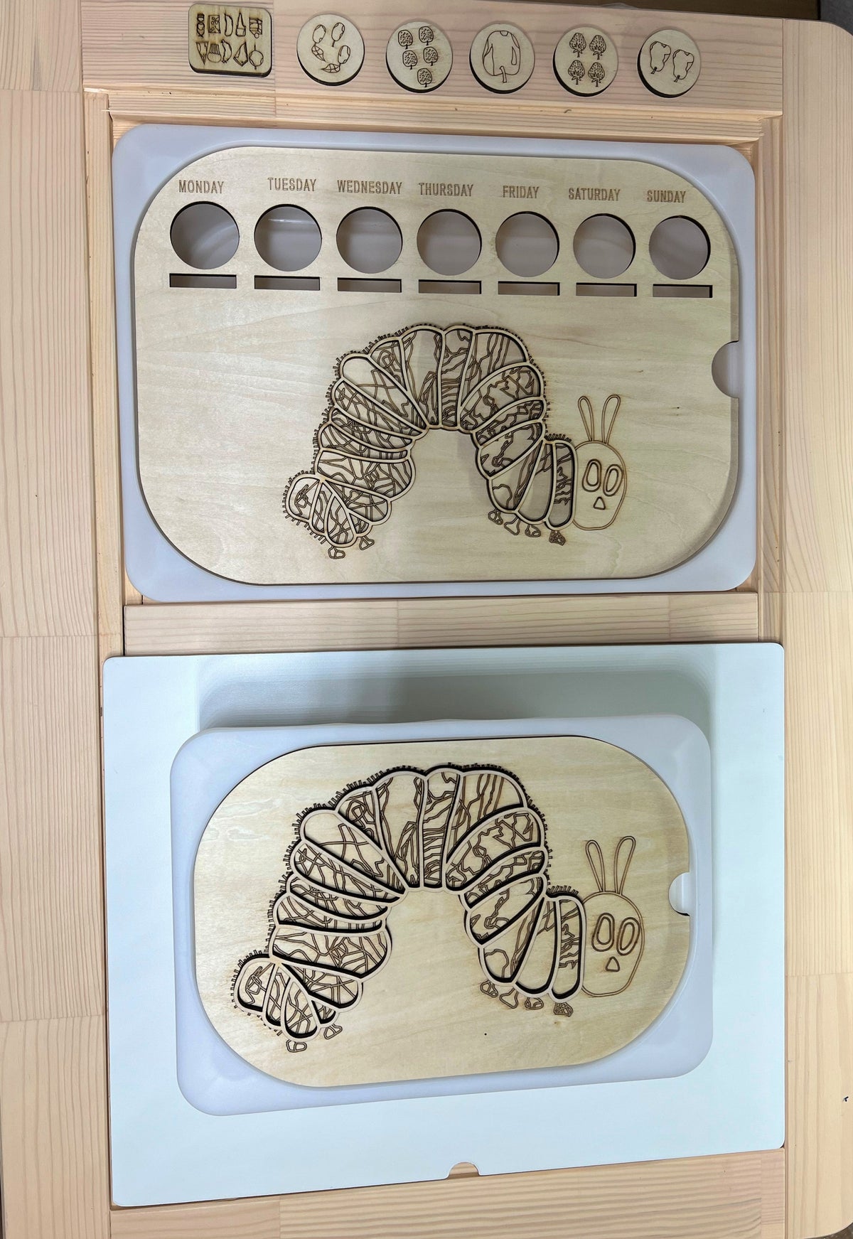 Very Hungry Caterpillar sensory bin activity board set