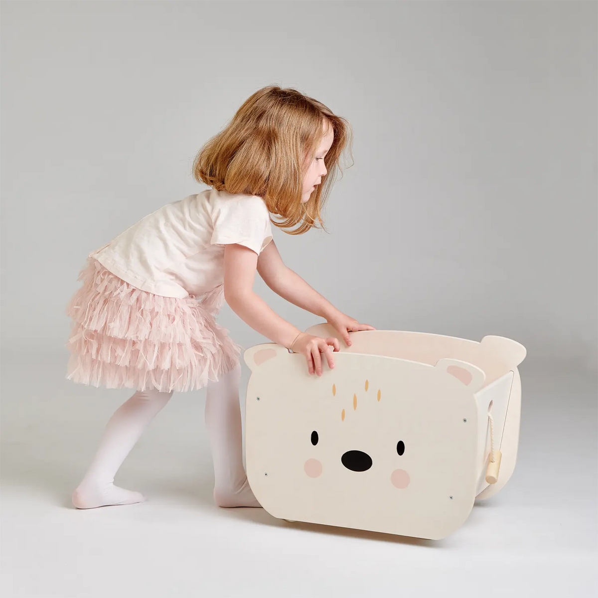 Tender Leaf Pull Along Bear Wooden Toy Cart