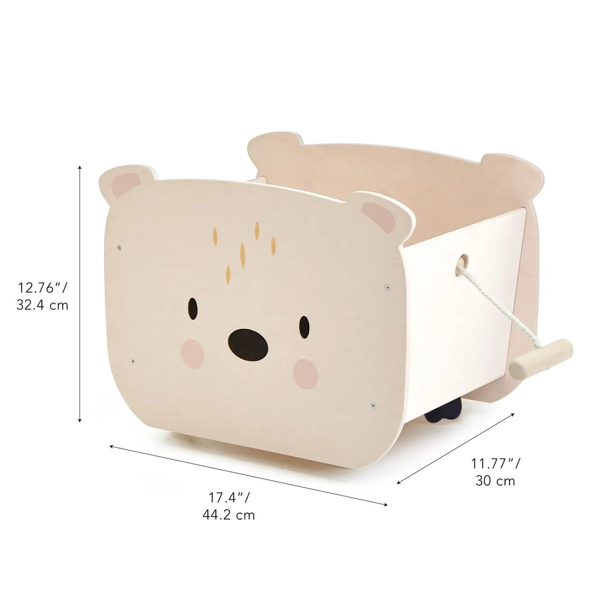 Tender Leaf Pull Along Bear Wooden Toy Cart