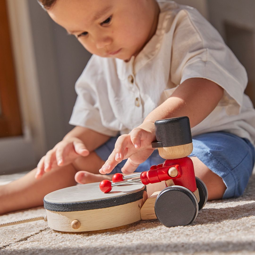 PlanToys Wooden Pull-Along Drummer Toy