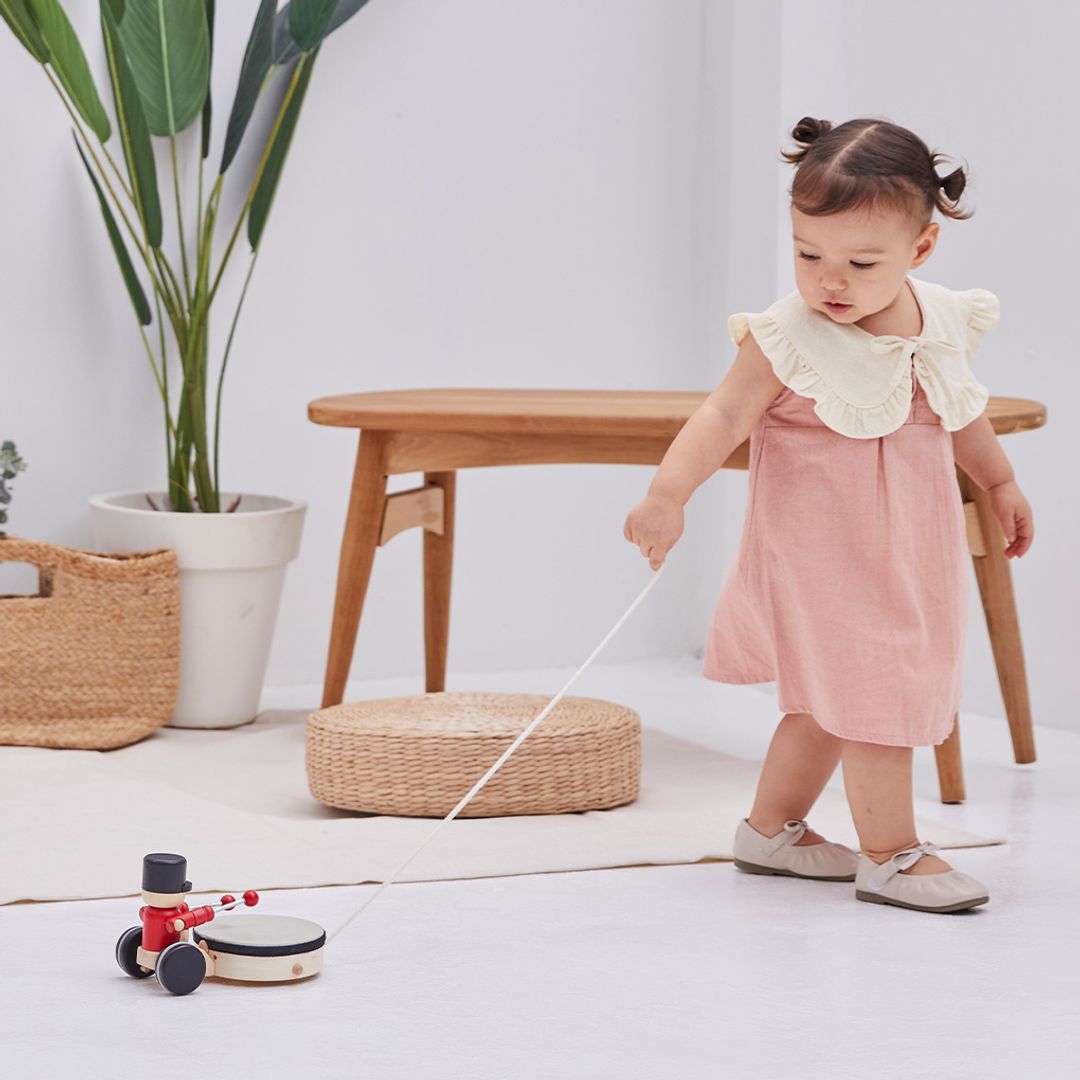 PlanToys Wooden Pull-Along Drummer Toy
