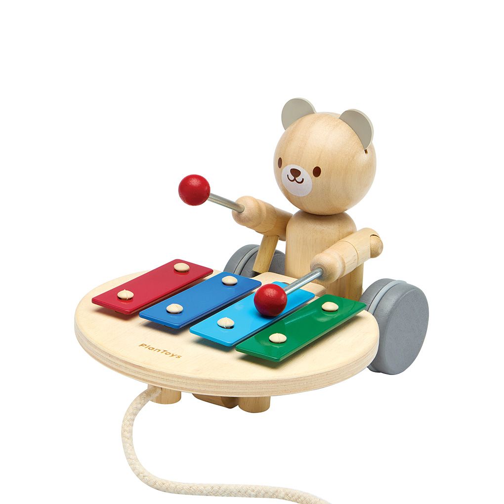 Pull Along Musical Bear - Top Sustainable Toy - PlanToys USA - The Baby Penguin