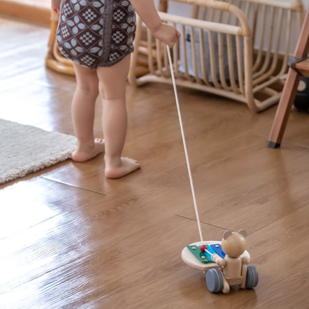 PlanToys Wooden Pull-Along Musical Bear