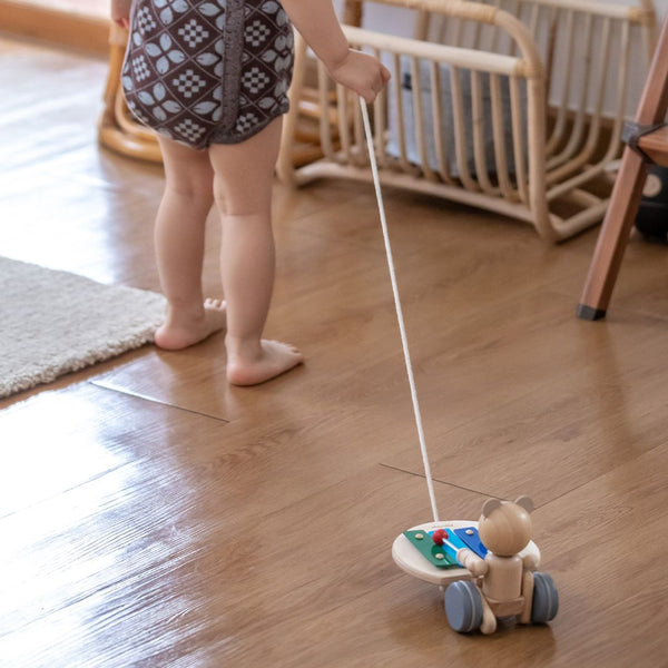 Pull Along Musical Bear - Top Sustainable Toy - PlanToys USA - The Baby Penguin