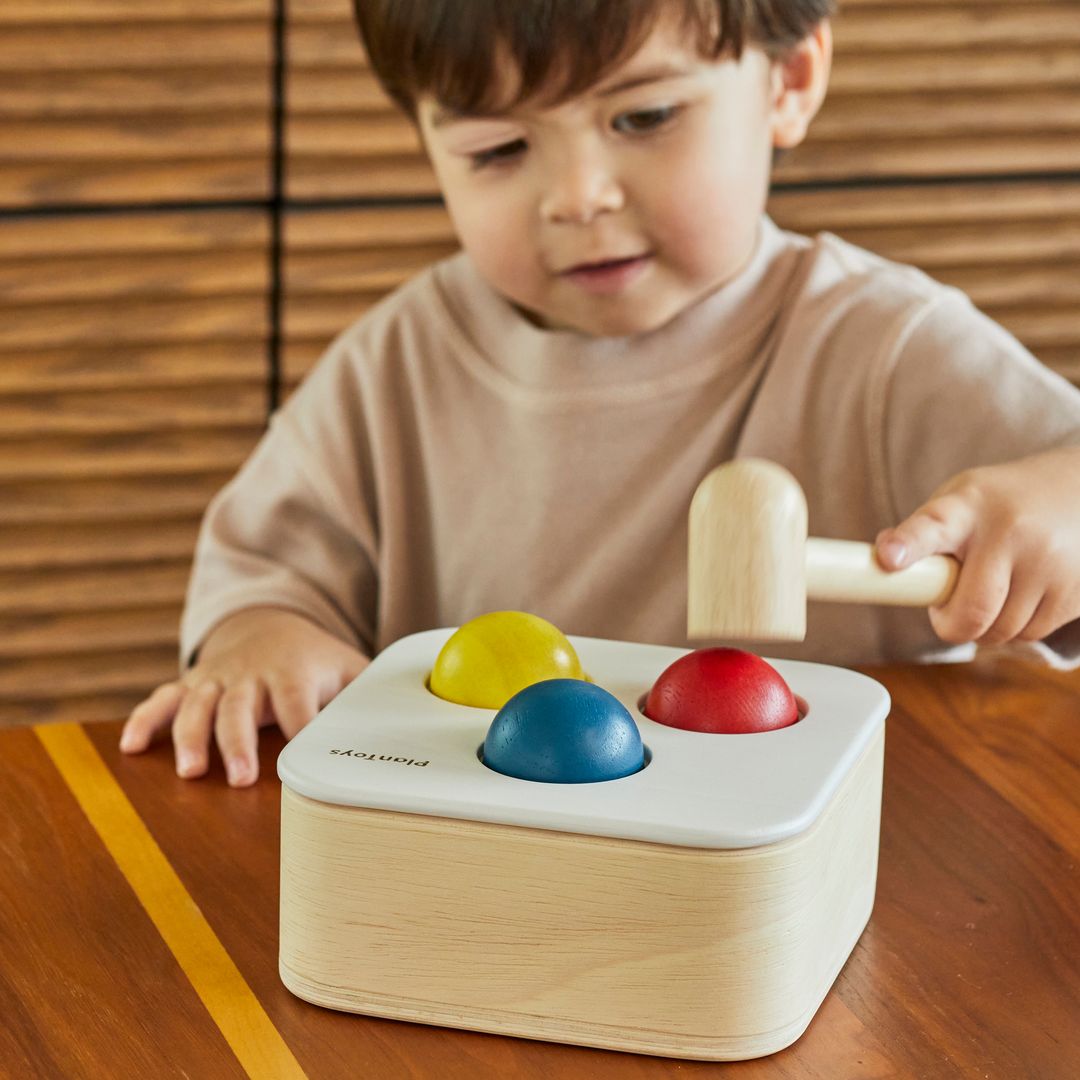 PlanToys Wooden Punch and Drop Ball Bin