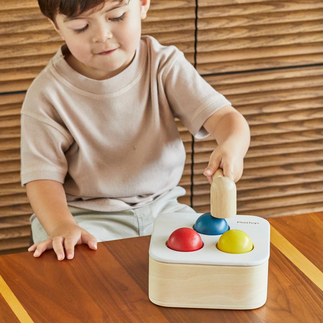 PlanToys Wooden Punch and Drop Ball Bin