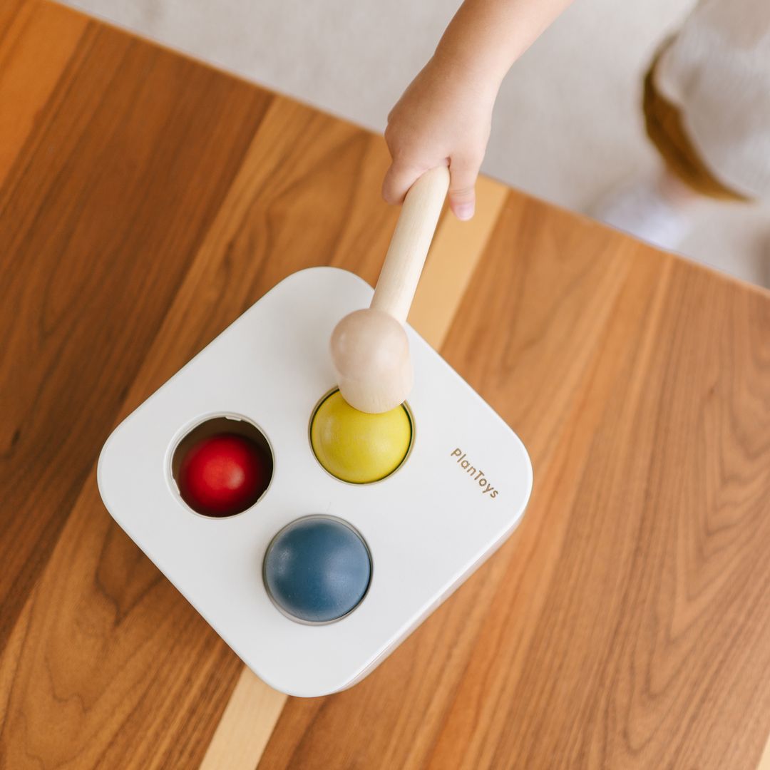 PlanToys Wooden Punch and Drop Ball Bin
