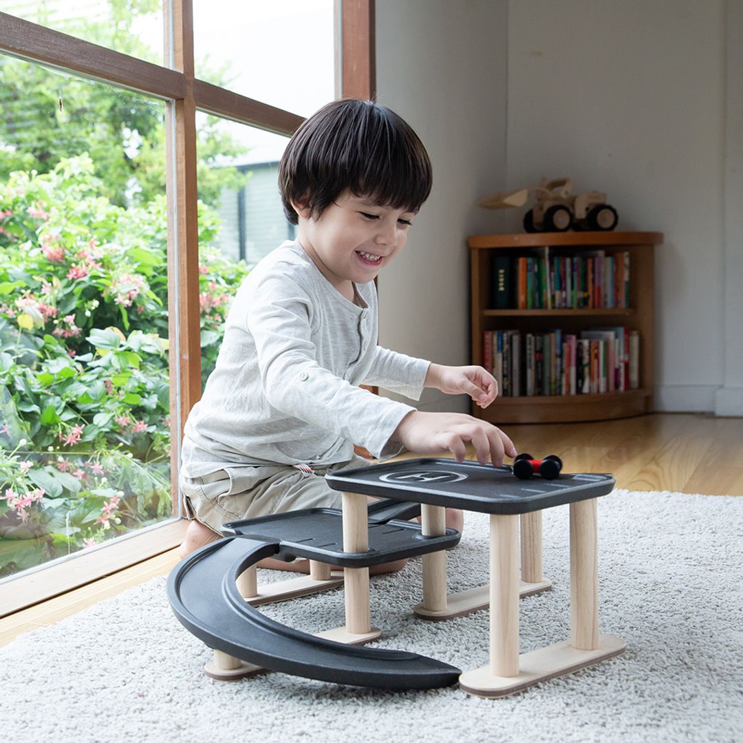 PlanToys Race N Play Wooden Parking Garage